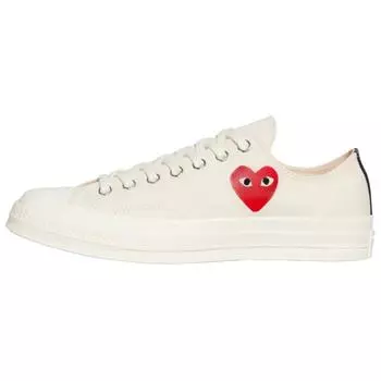 Converse Comme des Garons PLAY x Chuck 70 Low Одинокое Сердце - Молочный Унисекс Кроссовки Кремовый Черный Красный A08805C 37.5