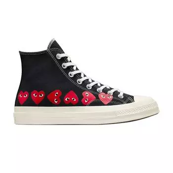 Converse Comme des Garons PLAY x Chuck 70 High Multi Heart — черные кроссовки унисекс High-Risk-Red Egret A08147C 42