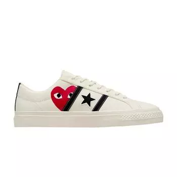 Converse Comme des Garons PLAY x One Star Academy Pro Milk Black Unisex Sneakers Cream Red A09878C 39