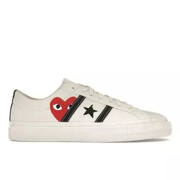 Converse Comme des Garons PLAY x One Star Academy Pro молочно-черные унисекс-кроссовки кремово-красные A09878C 42.5