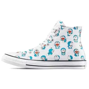 Converse Doraemon x Chuck Taylor All Star High Кроссовки унисекс с принтом Doraemon по всей поверхности Белый Гавайский-Золотой Фламинго A15791C 37