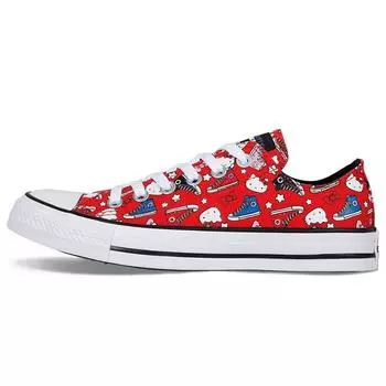 Converse Hello Kitty x Chuck Taylor All Star Low Red Мужские кроссовки белые 163913C