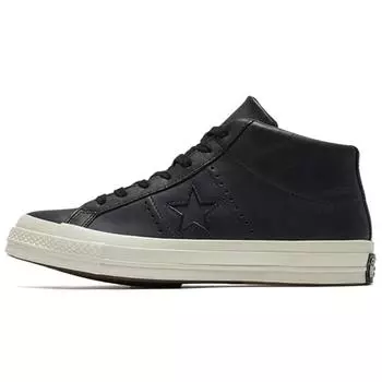 Converse Одна звезда Премиальная кожа Нескользящие Амортизация Полувысокие Кеды для скейтборда Унисекс Черные 35