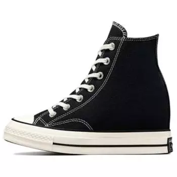 Converse Chuck 70 Кроссовки женские на танкетке с высокой черной платформой Egret, белые A12563C 37.5