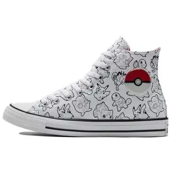 Converse Pokemon x Chuck Taylor All Star High Poke Ball Кроссовки унисекс Белый Черный Университет-Красный A01651C 35