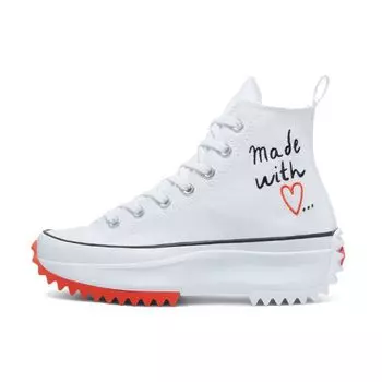 Converse Run Star Hike High Made With Love - Белые женские кроссовки Ярко-Маковый Черный 571874C 35.5