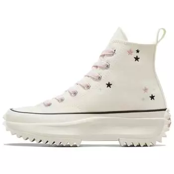 Converse Run Star Hike Platform High Embroidered Stars - Egret Lotus Pink Unisex Sneakers Cream Black A12205C 42