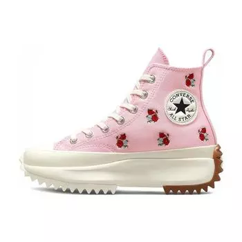 Converse Run Star Hike Platform Высокие вышитые цветочные кроссовки - розовые унисекс кроссовки University-Red A05192C 46.5