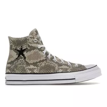 Converse Stussy x Chuck 70 High Snakeskin Unisex Sneakers Tan Multi-Color White A11674C 38