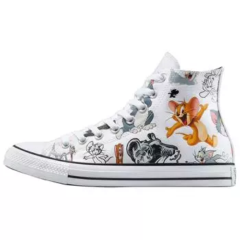 Converse Tom & Jerry x Chuck Taylor All Star High Кроссовки унисекс с принтом по всей поверхности Белый Мульти Черный A15112C 36