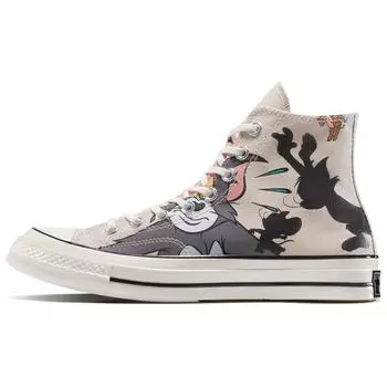 Converse Tom & Jerry x Chuck Taylor All Star High Egret мужские кроссовки кремовые серые черные A15111C 39.5