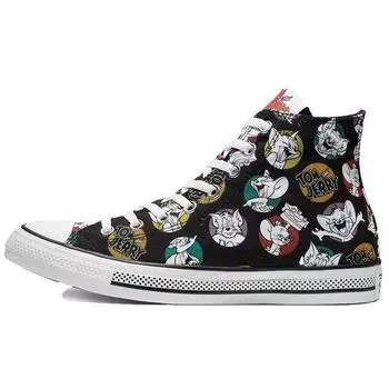 Converse Tom & Jerry x Chuck Taylor All Star Высокие черные кроссовки унисекс разноцветные белые 165733C