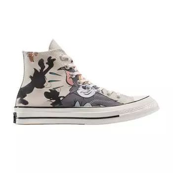 Converse Tom & Jerry x Chuck Taylor All Star High Egret мужские кроссовки кремовые серые черные A15111C 37