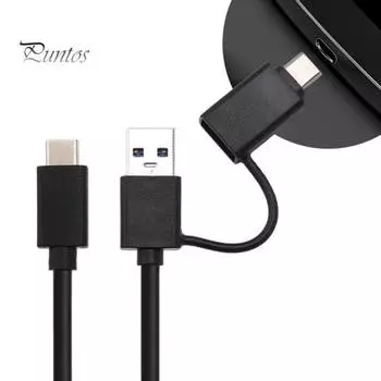Кабель-конвертер Удобная высокоскоростная передача данных PET Type-C 3.1 на USB 3.0 Жесткий диск Кабель для передачи данных для мобильного телефона чёрный
