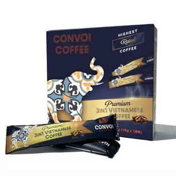 Convoy Coffee CONVOI COFFEE 3 в 1 Вьетнамский растворимый кофе импортируется из 288 г x 18 Премиум продукт Подарочный кофе Вьетнамский кофе в стиках растворимый