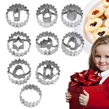 Cookie Cutters Christmas Shapes 9X Stainless Steel Round Cookie Cutter Holiday Favor Decorative Heart Star Gingerbread Man spain