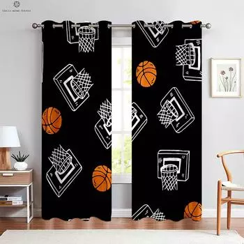 Cool Basketball 3d Printed Curtains Suitable For Children s Room Living Room Kitchen Bedroom Decorative Curtains 2 Pieces W50xH130(CM)x2PCS&Rod pocket