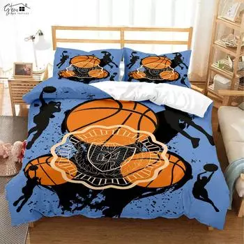 Крутой баскетбольный 3D-принт Пододеяльник Детский постельный комплект Пододеяльник Наволочка Комплект из трех предметов Пододеяльник EU 135x200cm 2PCS