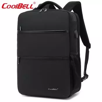 Cool Bell 27 L Black Waterproof Multifunctional Men s Backpack &Shoulder&Crossbody Bag& Handbag 17.3 Inch Laptop Bag 17 USB Charging Port/ 180° Open чёрный