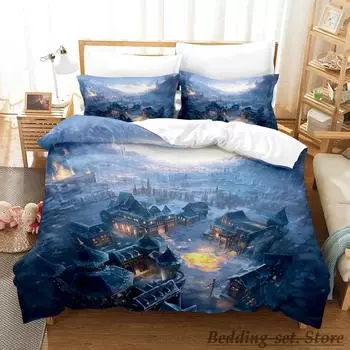 Cool Fantasy City Bedding Set Single Twin Full Queen King Size Bed Set Aldult Kid Bedroom Duvetcover Sets Anime Bed letti 70x133cm 2pcs