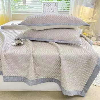 Cool feeling Doudou sheets three-piece set of ice Doudou solid color air conditioning mat double summer mat mat. 90x200cm