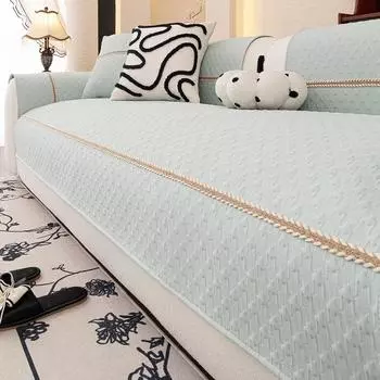 Cool Feeling Knitted Summer Sofa Cushion 2025 New Simple Non-slip Solid Color Cushion Fabric Sofa Cover Cloth Cover Towel 70x70cm