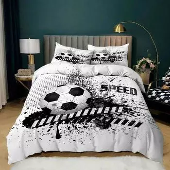 Cool Football Soccer 3D Bedding Set Duvet Cover Pillowcases Comforter Bed Linen Room Decor for Boys Gift Twin Queen King Size 70x133cm 2pcs