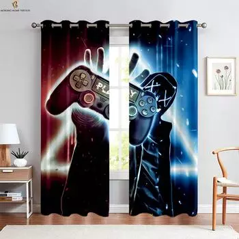 Cool Game Controller 3d Printed Curtains Suitable For Gaming Room Bedroom Study Room Decorative Curtains Home Decoration 2 PCS W50xH130(CM)x2PCS&Grommet Top