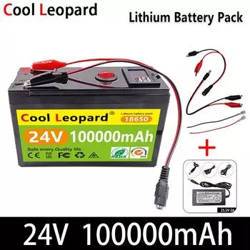 Cool Leopard 24 В 100 Ач 18650 литиевая батарея, для опрыскивателей, аккумулятор для электромобилей, встроенное зарядное устройство 30 А BMS + 25,2 В, 2 А