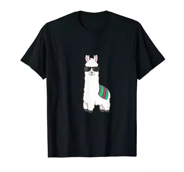 Cool llama and sunglasses For both men and gift. women. T-shirt