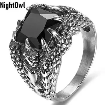 Cool Mens Stainless Steel Biker Black Onyx Dragon Claw Ring For Men Size 7-15 7