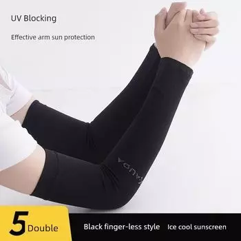 Cool Oversleeve Summer Sun Protection Women s Men Arm Guard Ice Silk Sleeve Gloves Thin UV Driving Elbow Protection Ice Sleeve Straight black [5 pairs]]