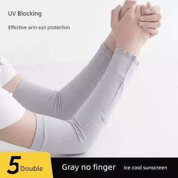 Cool Oversleeve Summer Sun Protection Women s Men Arm Guard Ice Silk Sleeve Gloves Thin UV Driving Elbow Protection Ice Sleeve Straight Gray [5 pairs]] All yards