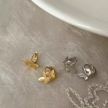 Cool Photosensitive Surface Double Butterfly Metal Ear Buckle Women S Small And Exquisite Personality Fashion Elegant Versatile Earrings