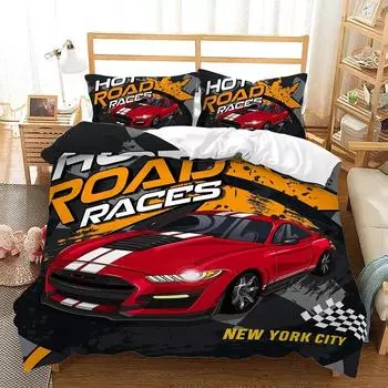 Cool Racing Cars Bedding Set Modern 3d Bed Linen Quilt Duvet Cover Sets Home Textile Decor Twin Single Queen King Size Fashion 70x133cm 2pcs