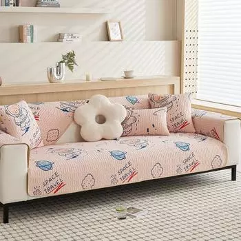 Cool Silk Sofa Cushion Summer Seat Cushion for Summer Non-Slip Cartoon Printing Sofa Cover Summer Seat Cushion Cover Cloth 70*70cm