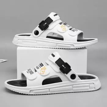 Cool slippers men s 2024 new casual outer wear men s beach two wear one-word drag student sandals slippers 38