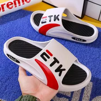 Cool slippers men s summer indoor non-slip trend deodorant outer wear 2025 new home thick bottom sports and leisure 38-39 yards [suitable for 37-38 feet]