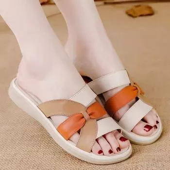 Cool slippers women s outer wear 2025 summer new middle-aged and elderly mother shoes soft-soled non-slip women s shoes are not tired of feet slipper 35