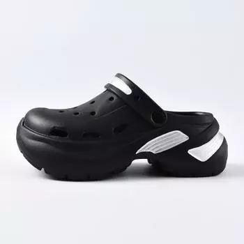 Cool sports style platform hole shoes women s summer outdoor couple fashion two wear 6CM platform beach shoes men and women 35-36 чёрный