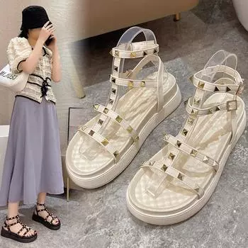 Стильные летние сандалии с полыми вставками 35 чёрный