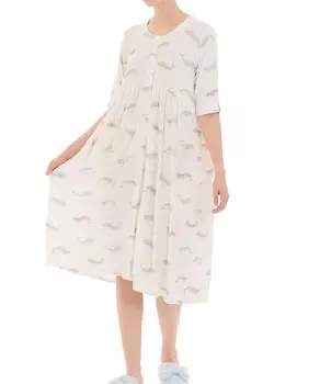 Cool Touch Rib Knit Whale FreeSize [Narue] Ночная рубашка, платье, женская, белая, белый