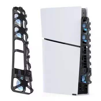 Cooler Fan with LED Light and 3 Fans Efficient Cooling System USB DC 5V Cooling Game Accessories 1100 RPM for PS5 Slim Console чёрный