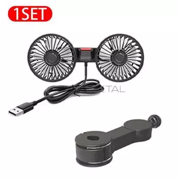 Cooling Car Fan Headrest Double Head Fans for Rear Seat 180cm USB Cable Free-Adjustment 3-Speed Strong Wind Auto Fan