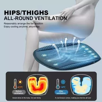 Cooling Car Seat Cushion Ventilated Cooling Car Seat Cushion With USB Port Breathable Cushion Car Seat Driver Wheelchair