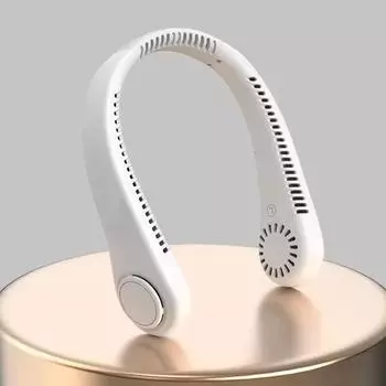 Cooling Hanging Neck Fan USB Leafless 360 Degree Neckband Fan Surround Air Outlets Recharge Wearable Fans белый