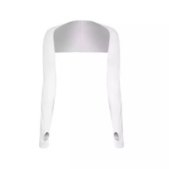 Cooling Women Shawl Arm Sleeve With Finger Hole Antiuv Ladies Sun Protection White