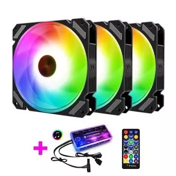 COOLMOON 1/3 шт. 12 одноцветных RGB-подсветок с пультом дистанционного управления, радиатор, компьютерный корпус, кулер