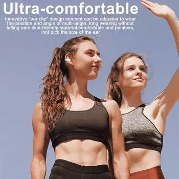 COOWOO Wireless Earbuds Clip-on Air Conduction BT Earbuds True Wireless 20H Playback with Wireless чёрный