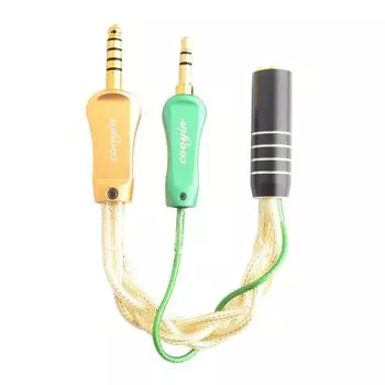 Cooyin Кабель-переходник AGC с заземлением для наушников, 4-жильный литцендрат, плетеная структура, монокристаллическое серебро, позолоченный монокристаллическое серебро